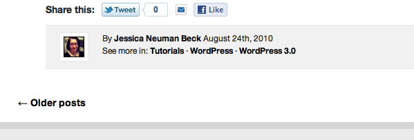 Navigation A blog page with navigation links at the bottom
